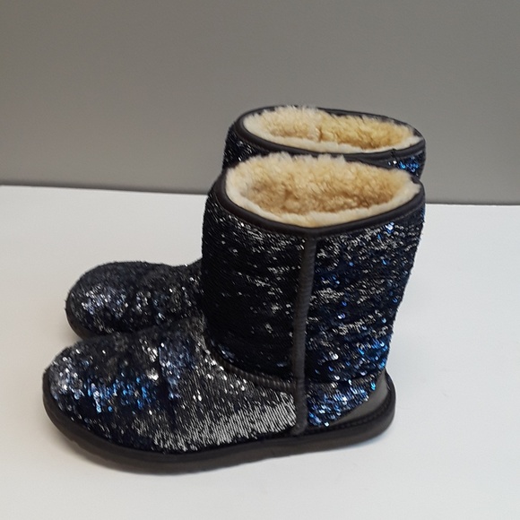 UGG Shoes - UGG Blue With Reverse Silver Sequin Boots